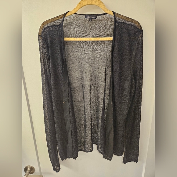 NWOT - Sheer Linen Blend Anne Klein Black Cardigan - Size XL - Picture 2 of 6